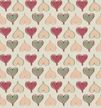 Love heart doodle seamless pattern Valentine day holiday tile ornament Stock Illustration