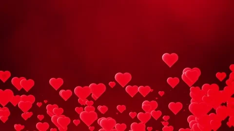 Love heart floating animation in dark red background, animated love symbol Stock Footage 302071996