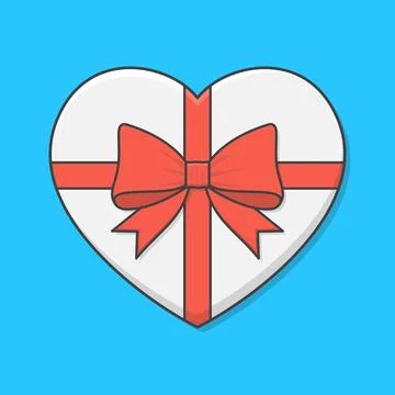Love Heart Gift Box Vector Icon Illustration. Top View On Gift Box Flat Icon Stock Illustration