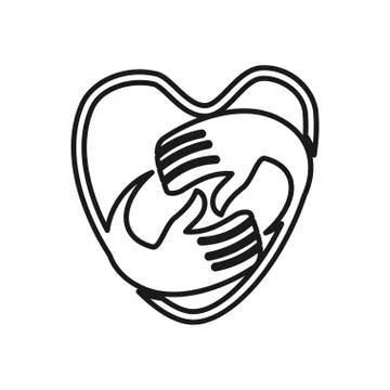 Love Heart hand Commitment Teamwork Together Outline Logo イラスト素材