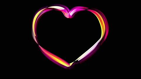 Love heart light painting animation isolated. Colorful love heart beat. Stock Footage