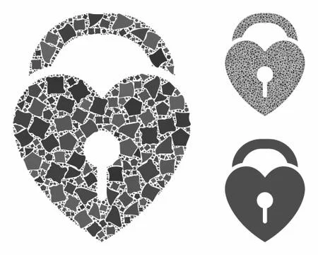 Love heart lock Composition Icon of Joggly Elements Illustrazione stock