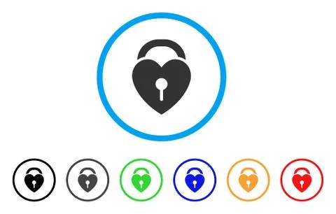 Love Heart Lock Rounded Icon Stock Illustration