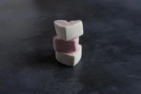 Love heart marshmallow stack Stock Photos