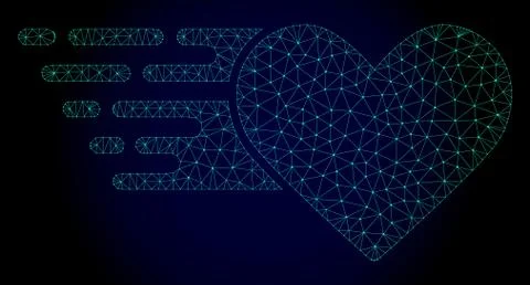 Love Heart Polygonal Frame Vector Mesh with Fast Motion Effect Stock Illustration