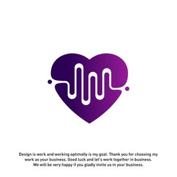 Love Heart with pulse logo vector, elements and symbols, template - Vector Illustrazione stock