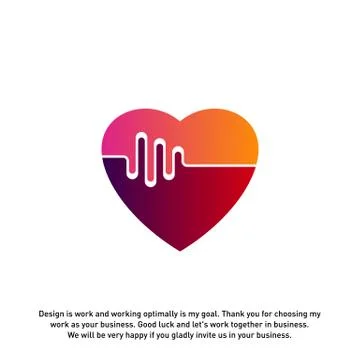 Love Heart with pulse logo vector, elements and symbols, template - Vector Illustrazione stock