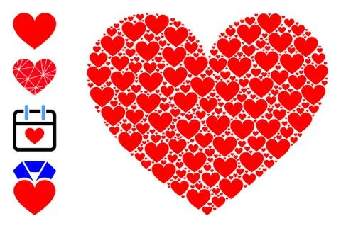 Love Heart Recursion Collage of Self Icons Stock Illustration