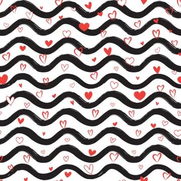Love heart seamless pattern. Abstract stylish hand drawn background. Holiday Stock Illustration