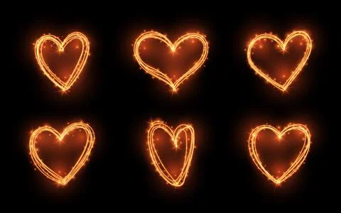 Love heart shape firework spark shine light glow Stock Illustration