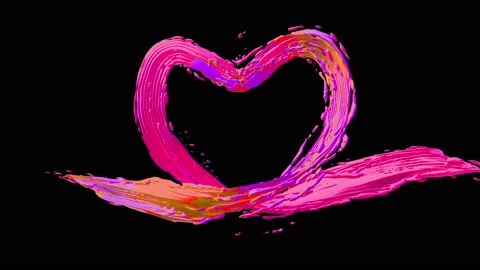 Love heart shape making from paint liquid splash,  Valentines day Stock Footage 85474137