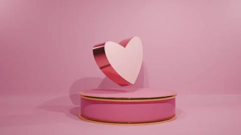 Love heart shape pink red orange color podium stage stand showcase exhibition Stock Footage 293028612