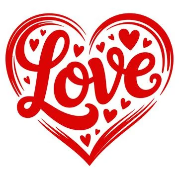 Love Heart Typography Vector Stock Illustration