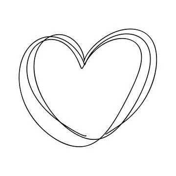 Love heart vector logo lines illustration. Black outline. Element Monoline for Stock Illustration