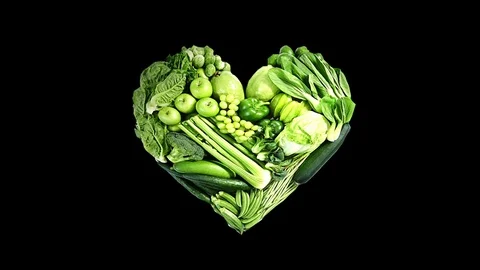 Love heart in veg fruit loop - vegan bio Stock Footage 93850050
