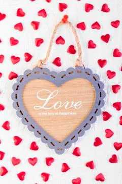 Love heart on wooden texture background Stockfoto's
