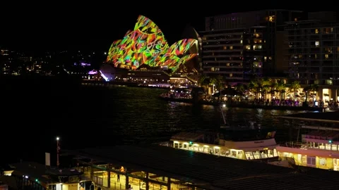 Love hearts and patterns on Sydney Opera House and Circular Quay 6K Stock-Footage 310382372