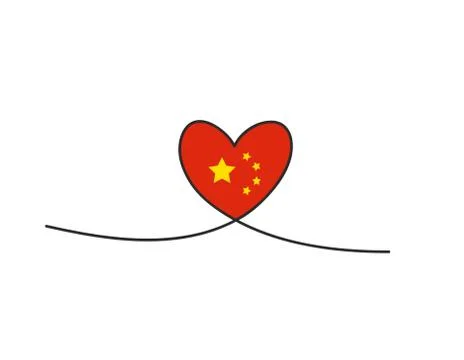 Love with hearts in continuous drawing lines in a flat style in continuous Stock Illustration