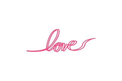 Love with hearts in continuous drawing two lines in a flat style in continuous Stock Illustration