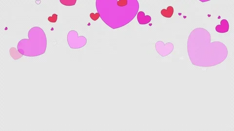 Love hearts falling down top border video overlay Stock Footage 333109989