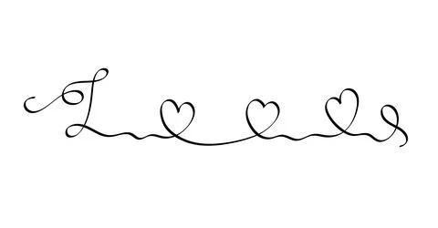 Love with hearts hand written single continuous line lettering phrase in simple Stock Illustration