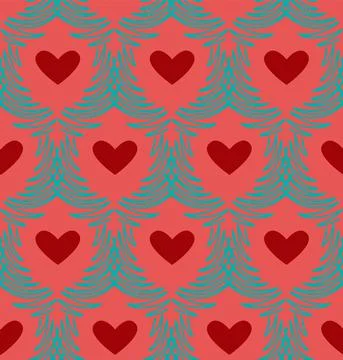 Love hearts seamless pattern. Creative illustration with shapes of wings. Pink Stock Illustration