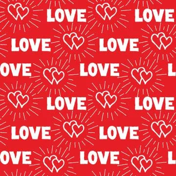 Love hearts seamless pattern. Doodle ornamental hand drawn backg 스톡 일러스트
