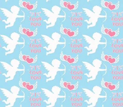 Love hearts seamless pattern, endless texture. Valentine's Day backdrop. Vector Stock Illustration
