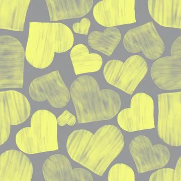Love hearts seamless pattern. Valentines day watercolor drawing tiled backgro Stock Illustration