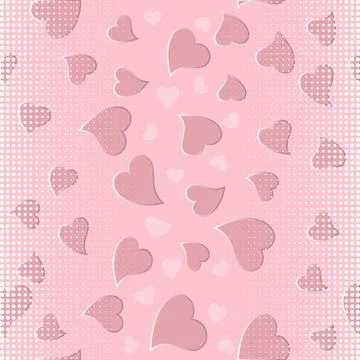 Love hearts seamless pattern. Vector rose pink halftone background. Ornamenta Stock Illustration