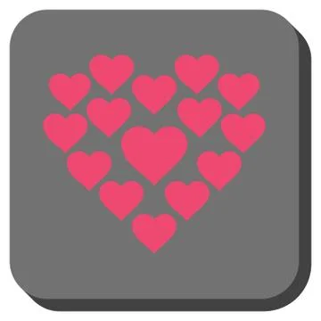 Love Hearts Shape Rounded Square Button 스톡 일러스트