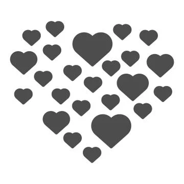 Love hearts shape solid icon. Frame of hearts illustration isolated on white Stock Illustration