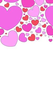 Love hearts vertical top frame illustration Stock Illustration