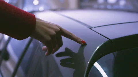 In love with her car Stock Footage 40725335