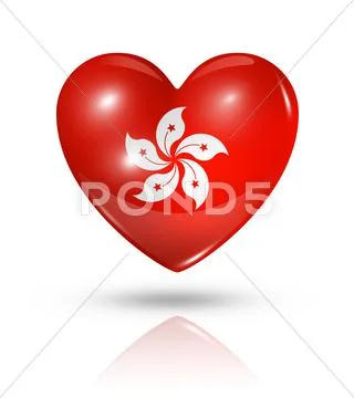 Love hong kong, heart flag icon Stock Illustration