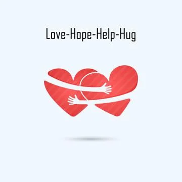 LOVE-HOPE-HELP-HUG vector logo design template.Aid &amp; love icon.Wedding logo.B Stock Illustration