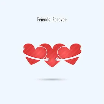 LOVE-HUG-FRIENDS FOREVER vector logo design template.Aid &amp; love icon.Wedding Stock Illustration
