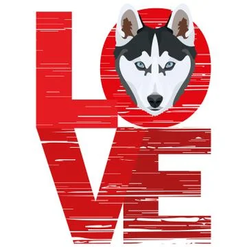 Love Husky. Stock Illustration