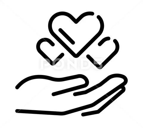 Love icon. Flat heart pictogram for web. Line stroke. Simple hands symbol  iso Illustration #167206192