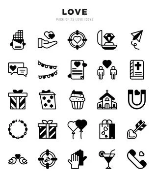 Love icon pack for your website. mobile. presentation. and logo design. Stock Illustration