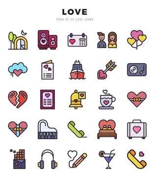 Love icon pack for your website. mobile. presentation. and logo design. Stock Illustration