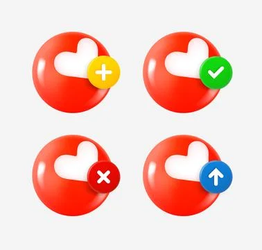 Love icon set with different pictograms. 3d vector icons collection Stock Illustration