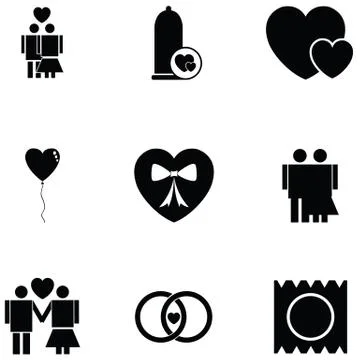 Love icon set Illustrazione stock