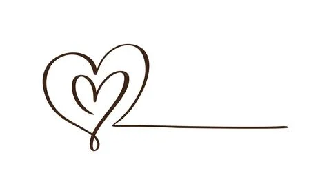 Love icon vector doodle two hearts and line for text. Hand drawn valentine day Stock Illustration