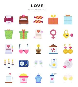 Love Icons bundle. Flat style Icons. Vector illustration. Stock Illustration