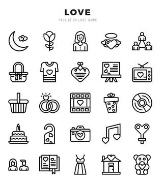 Love Icons bundle. Lineal style Icons. Vector illustration. Ilustração Stock