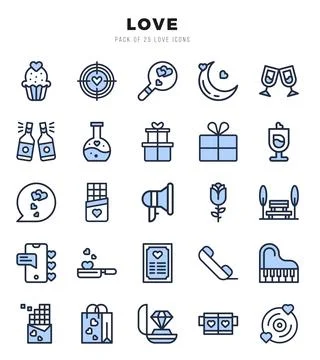 Love Icons bundle. Two Color style Icons. Vector illustration. Stock Illustration
