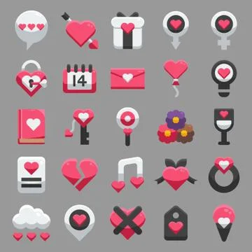 Love icons fill Stock Illustration