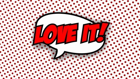 Love it text in speech balloon in comic style animation Stock Footage 88335174