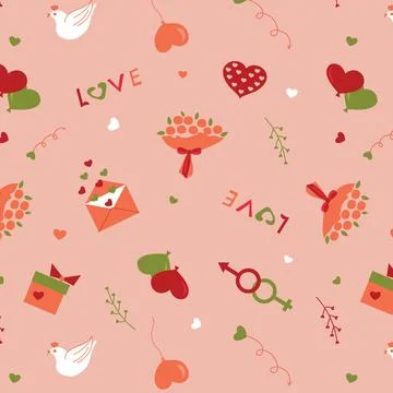Love items pattern Stock Illustration